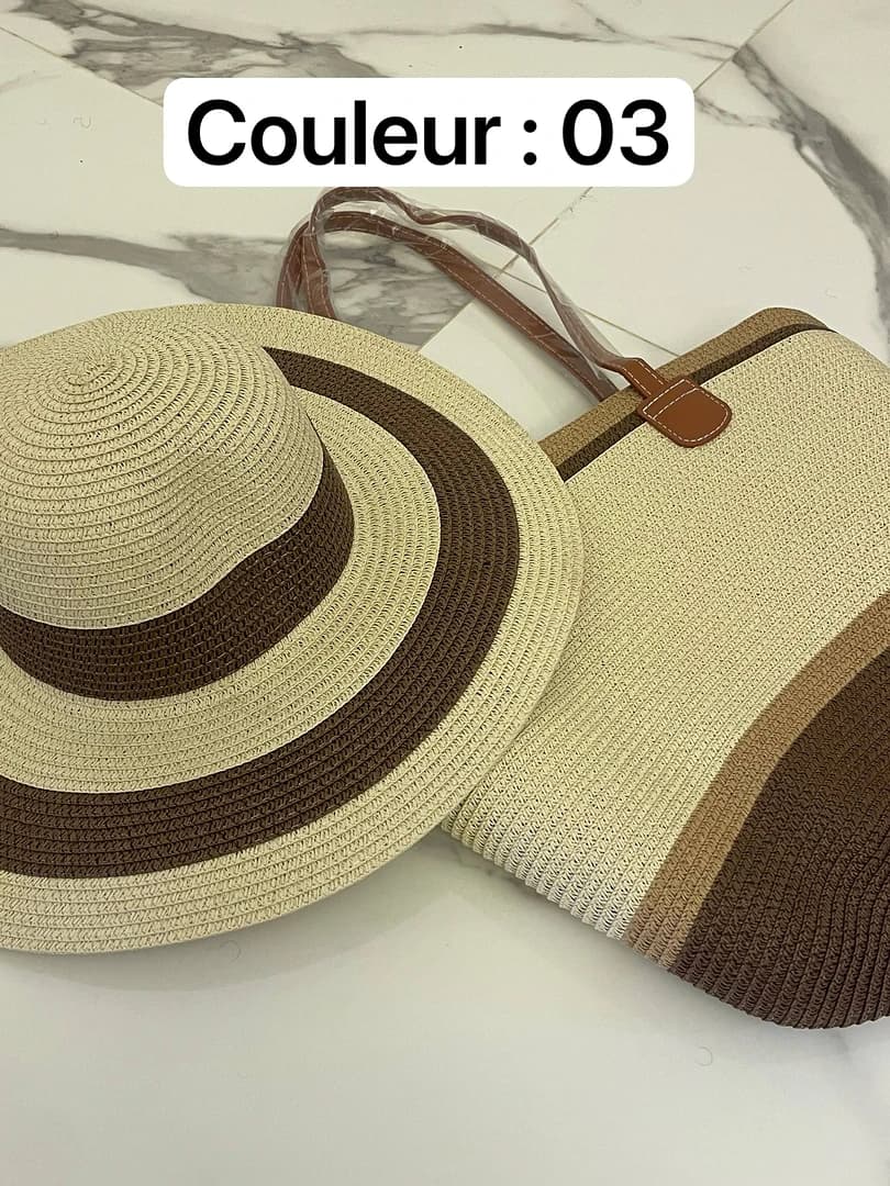 ☀️ طقم البحر الأنيق (حقيبة + قبعة) 🏖️ - Image 2